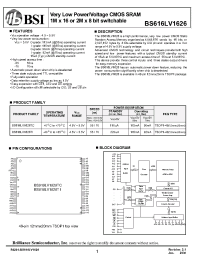 Datasheet BS616LV1622TCG55 manufacturer BSI